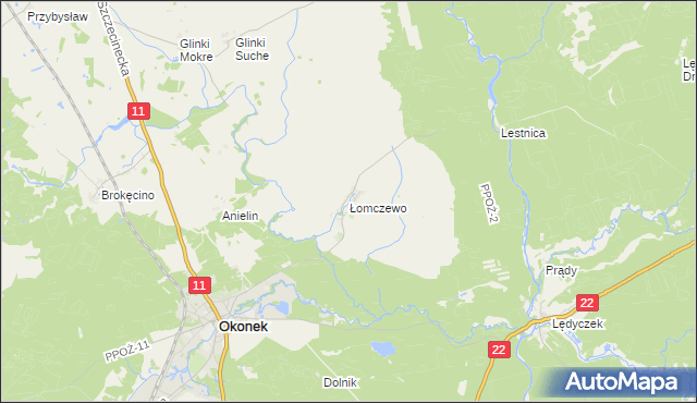 mapa Łomczewo, Łomczewo na mapie Targeo