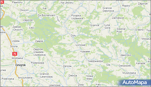 mapa Łoniowa, Łoniowa na mapie Targeo