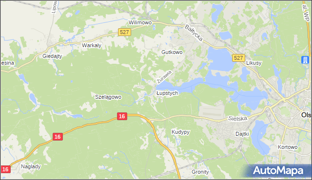 mapa Łupstych, Łupstych na mapie Targeo