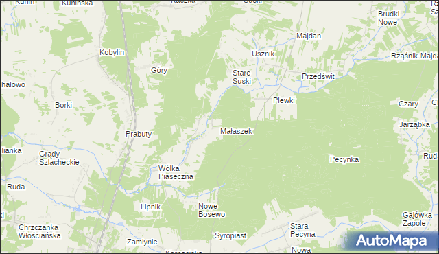 mapa Małaszek, Małaszek na mapie Targeo