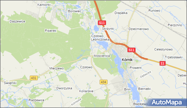 mapa Mościenica, Mościenica na mapie Targeo