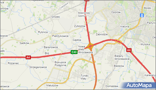 mapa Nowa Wieś Wrocławska, Nowa Wieś Wrocławska na mapie Targeo