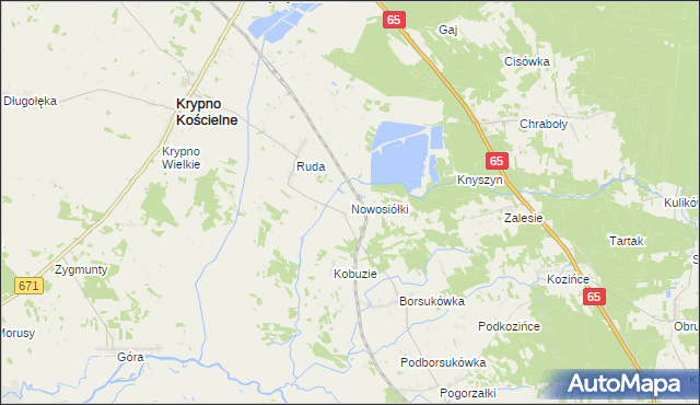 mapa Nowosiółki gmina Dobrzyniewo Duże, Nowosiółki gmina Dobrzyniewo Duże na mapie Targeo