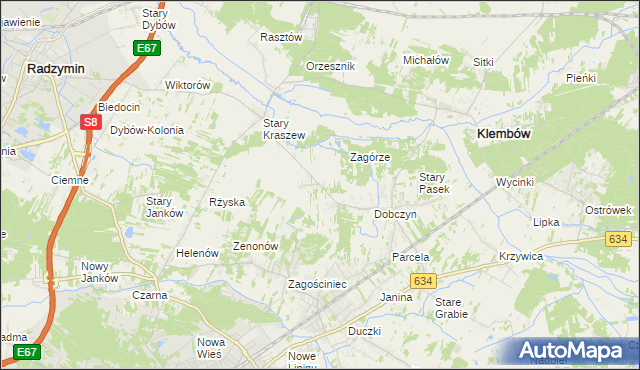 mapa Nowy Kraszew, Nowy Kraszew na mapie Targeo