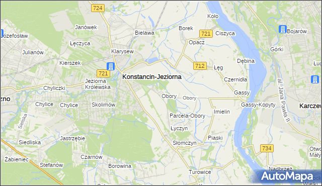 mapa Obory gmina Konstancin-Jeziorna, Obory gmina Konstancin-Jeziorna na mapie Targeo