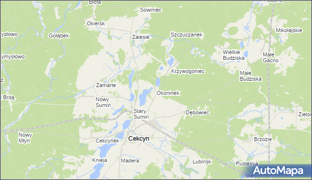 mapa Okoninek, Okoninek na mapie Targeo