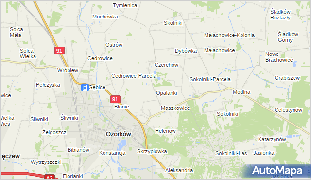 mapa Opalanki gmina Ozorków, Opalanki gmina Ozorków na mapie Targeo