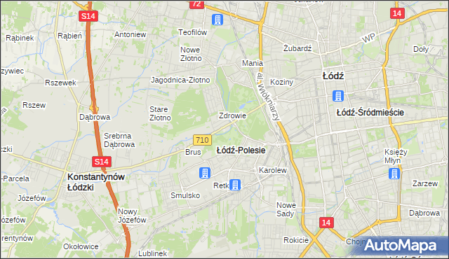 mapa Polesie gmina Łódź, Polesie gmina Łódź na mapie Targeo