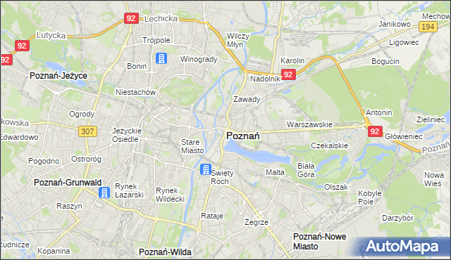 mapa Poznania, Poznań na mapie Targeo