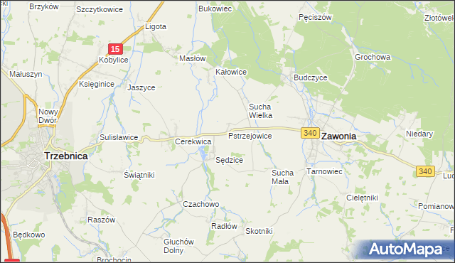 mapa Pstrzejowice, Pstrzejowice na mapie Targeo