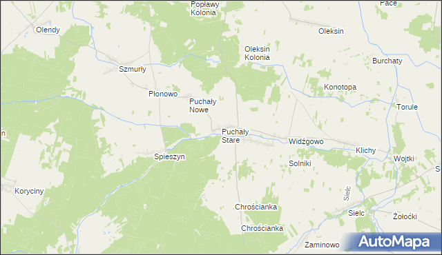 mapa Puchały Stare, Puchały Stare na mapie Targeo