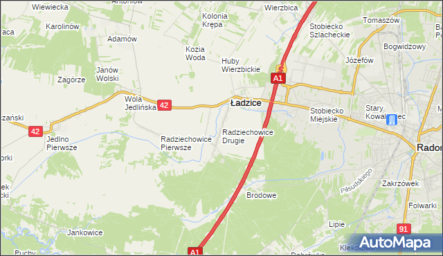 mapa Radziechowice Drugie, Radziechowice Drugie na mapie Targeo