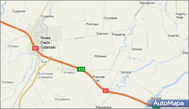 mapa Różewo gmina Nowy Dwór Gdański, Różewo gmina Nowy Dwór Gdański na mapie Targeo