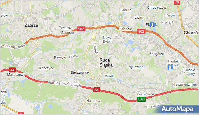 mapa Rudy Śląskiej, Ruda Śląska na mapie Targeo