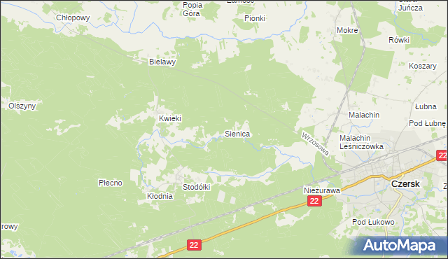 mapa Sienica gmina Czersk, Sienica gmina Czersk na mapie Targeo