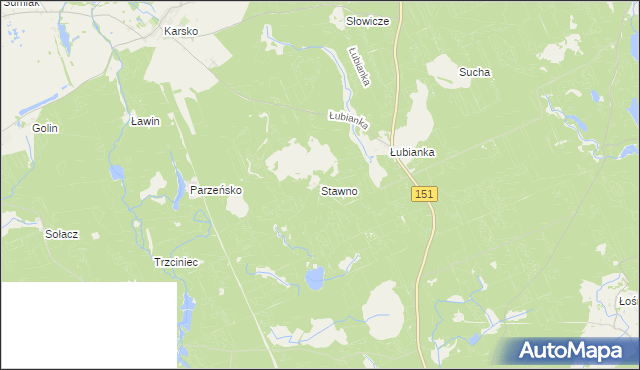 mapa Stawno gmina Nowogródek Pomorski, Stawno gmina Nowogródek Pomorski na mapie Targeo