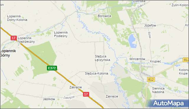 mapa Stężyca Łęczyńska, Stężyca Łęczyńska na mapie Targeo