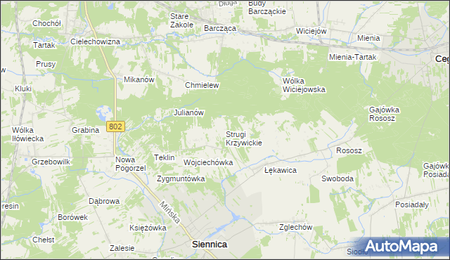 mapa Strugi Krzywickie, Strugi Krzywickie na mapie Targeo