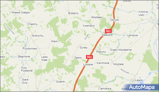 mapa Surały, Surały na mapie Targeo