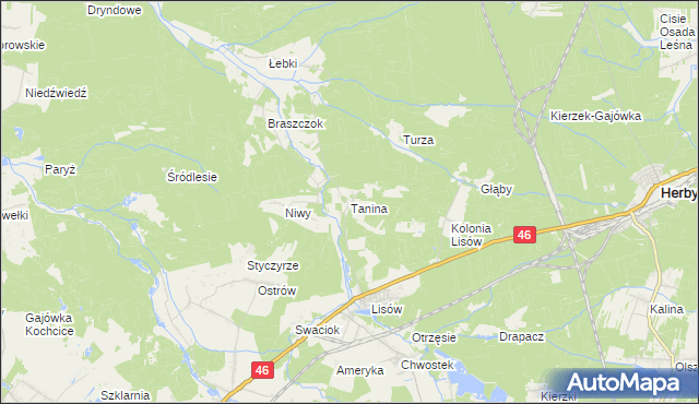 mapa Tanina, Tanina na mapie Targeo