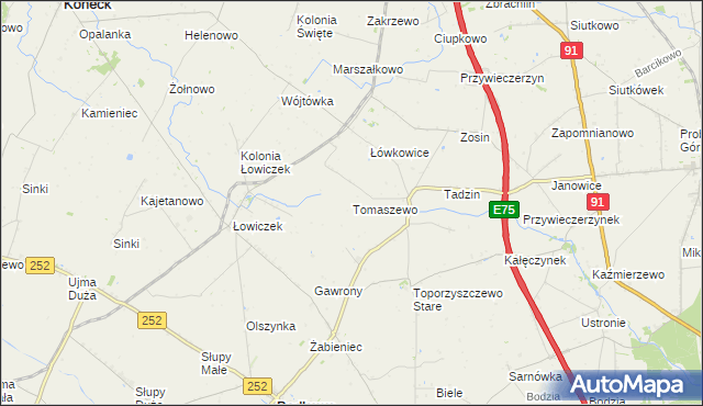 mapa Tomaszewo gmina Bądkowo, Tomaszewo gmina Bądkowo na mapie Targeo