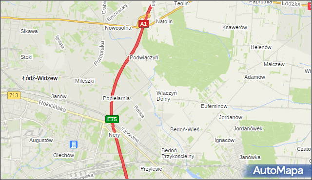 mapa Wiączyń Dolny, Wiączyń Dolny na mapie Targeo