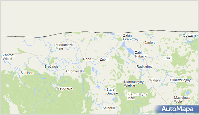 mapa Żabin gmina Banie Mazurskie, Żabin gmina Banie Mazurskie na mapie Targeo