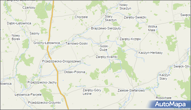 mapa Zaręby-Kramki, Zaręby-Kramki na mapie Targeo