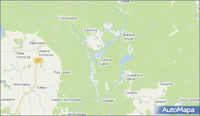 mapa Zielona Łąka gmina Tuchola, Zielona Łąka gmina Tuchola na mapie Targeo