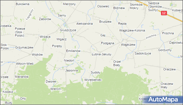 mapa Łubna-Jakusy, Łubna-Jakusy na mapie Targeo