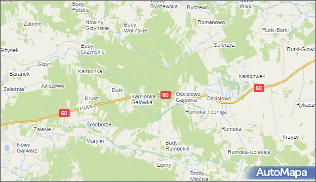 mapa Ościsłowo Leśniczówka, Ościsłowo Leśniczówka na mapie Targeo