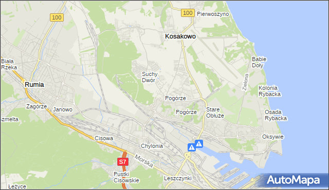 mapa Pogórze gmina Kosakowo, Pogórze gmina Kosakowo na mapie Targeo