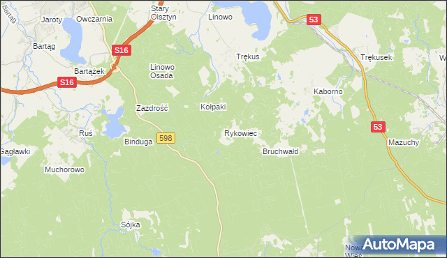 mapa Rykowiec, Rykowiec na mapie Targeo