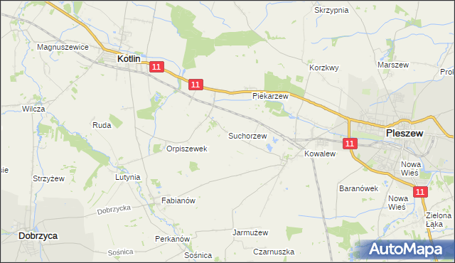 mapa Suchorzew, Suchorzew na mapie Targeo