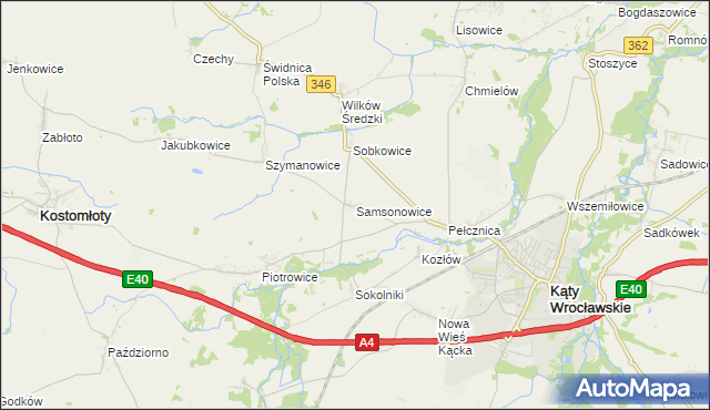 mapa Samsonowice, Samsonowice na mapie Targeo