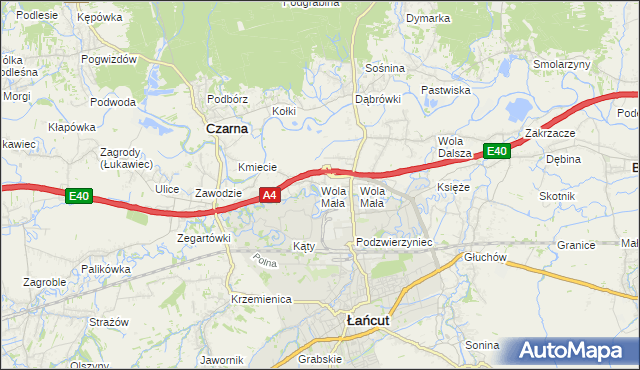 mapa Wola Mała gmina Czarna, Wola Mała gmina Czarna na mapie Targeo