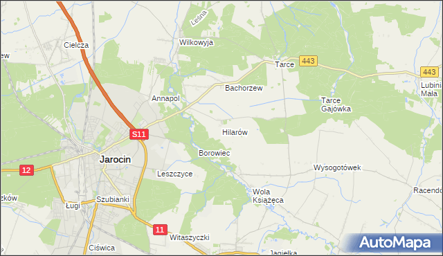 mapa Hilarów gmina Jarocin, Hilarów gmina Jarocin na mapie Targeo