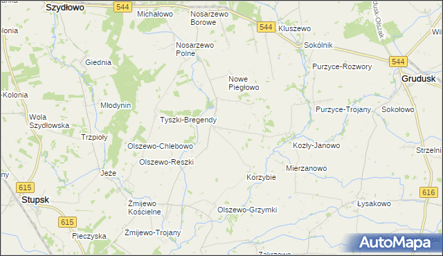 mapa Piegłowo-Kolonia, Piegłowo-Kolonia na mapie Targeo