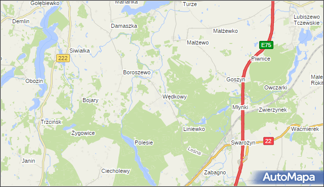 mapa Wędkowy, Wędkowy na mapie Targeo