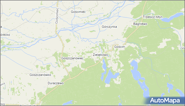 mapa Zielątkowo gmina Drezdenko, Zielątkowo gmina Drezdenko na mapie Targeo