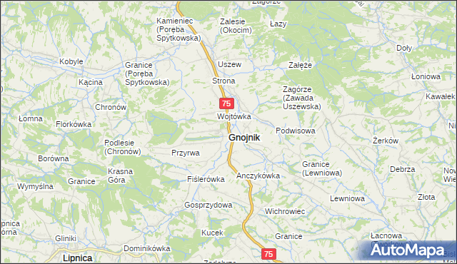 mapa Gnojnik, Gnojnik na mapie Targeo