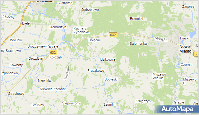 mapa Idzikowice gmina Sochocin, Idzikowice gmina Sochocin na mapie Targeo