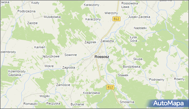 mapa Rossosz powiat bialski, Rossosz powiat bialski na mapie Targeo