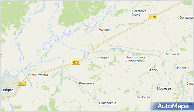 mapa Krzecze, Krzecze na mapie Targeo