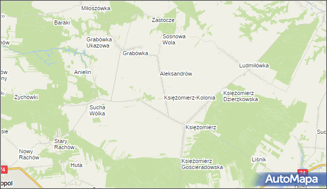 mapa Księżomierz-Kolonia, Księżomierz-Kolonia na mapie Targeo