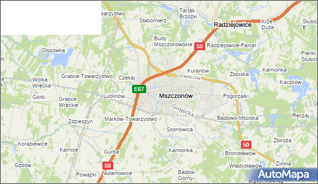 mapa Mszczonów, Mszczonów na mapie Targeo