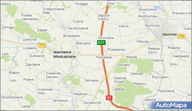 mapa Poskwitów, Poskwitów na mapie Targeo