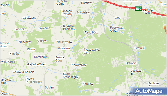 mapa Tkaczewska Góra, Tkaczewska Góra na mapie Targeo