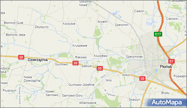 mapa Kluczewo gmina Płońsk, Kluczewo gmina Płońsk na mapie Targeo