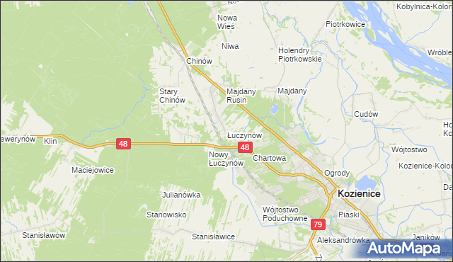 mapa Łuczynów gmina Kozienice, Łuczynów gmina Kozienice na mapie Targeo